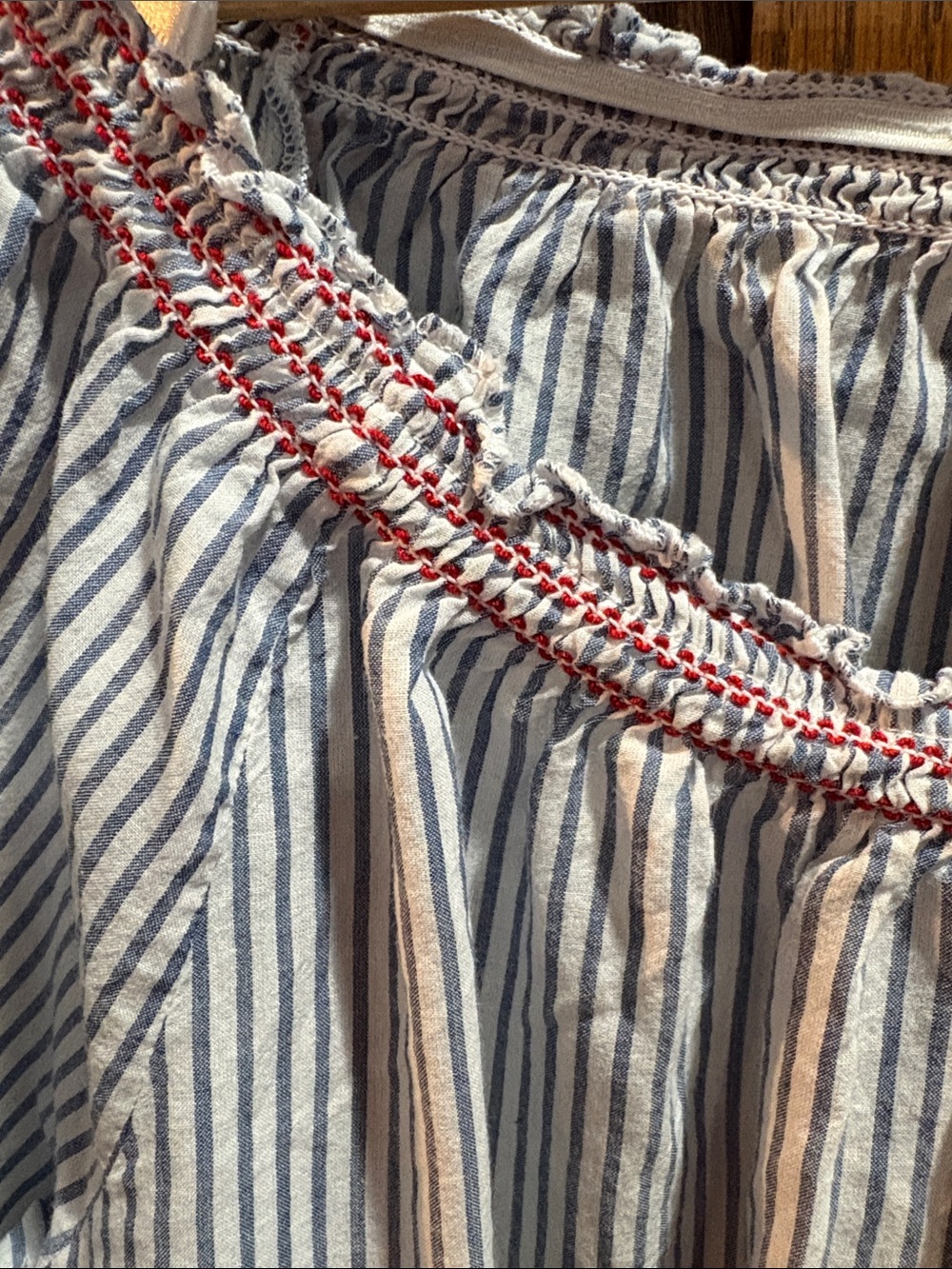 Westport Blue and White Striped Off-Shoulder Top 1X - Picture 7 of 7